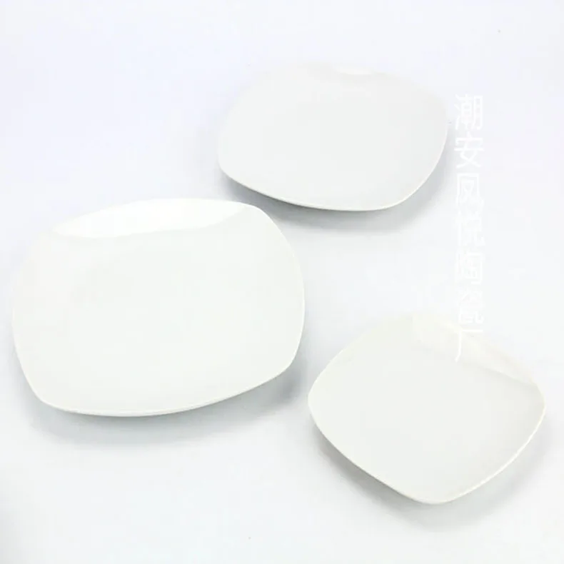White Porcelain Plate Wholesale Cheap Small Plates White square Ceramic Dishes Plate and Dishes Sets details