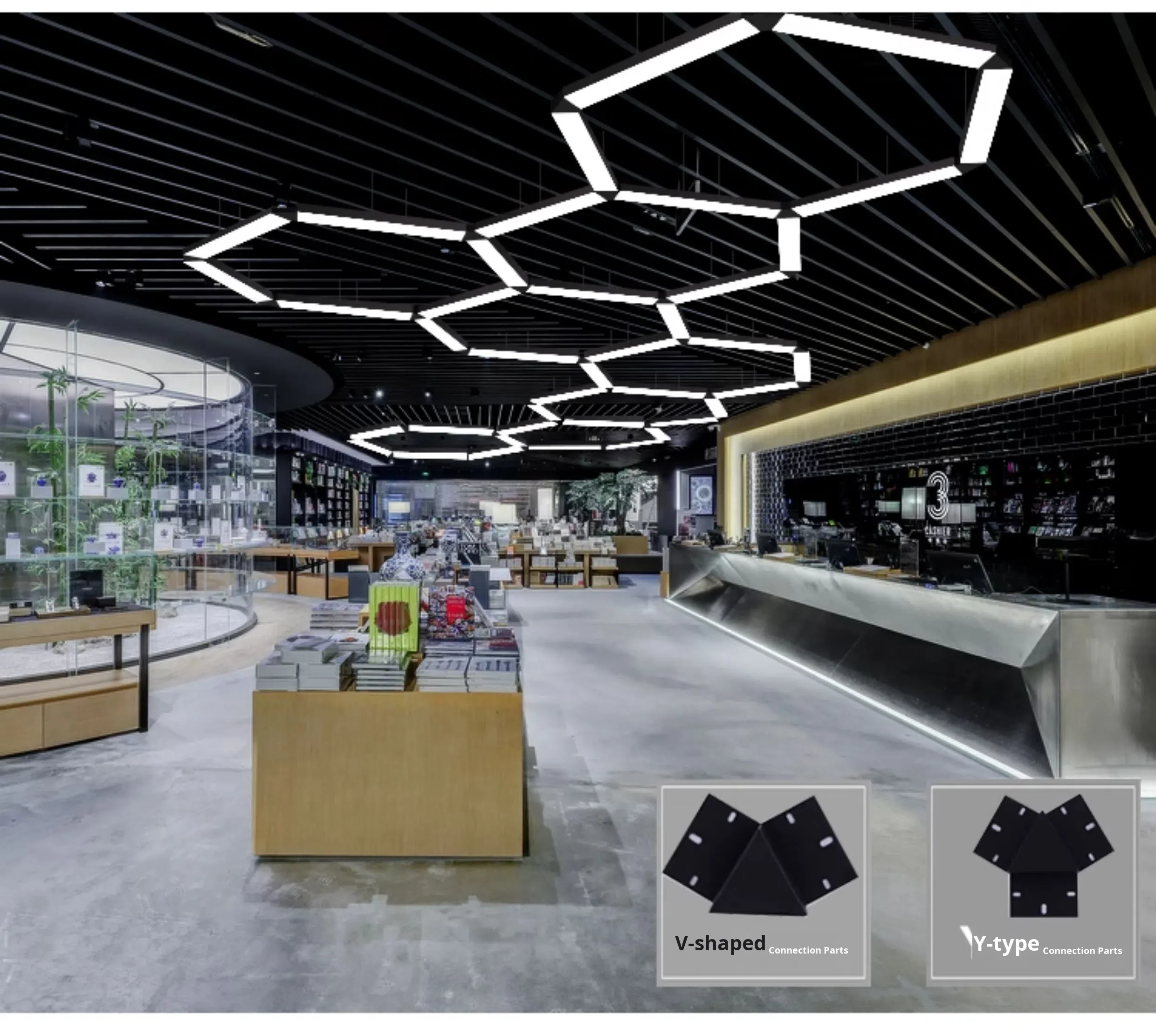 product industrial style office pendant light with led strip for gym shop commercial spaces square design-10