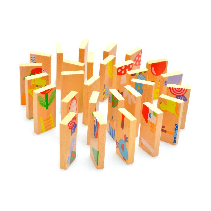 Wooden Children's Educational Toys 28 Animal Matching Jigsaw Puzzles Children's Domino Toys Montessori Educational Toys
