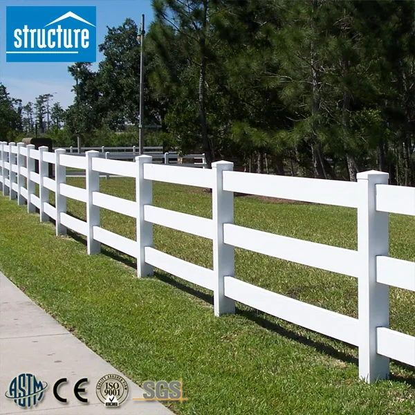 3 Rails Post And Rail White Pvc Horse Farm Fence Buy Pvc Horse Farm
