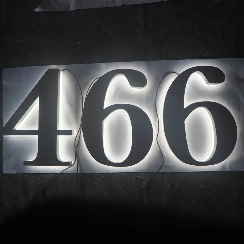 Illuminated Backlit House Numbers,led Brushed Stainless Steel Number 