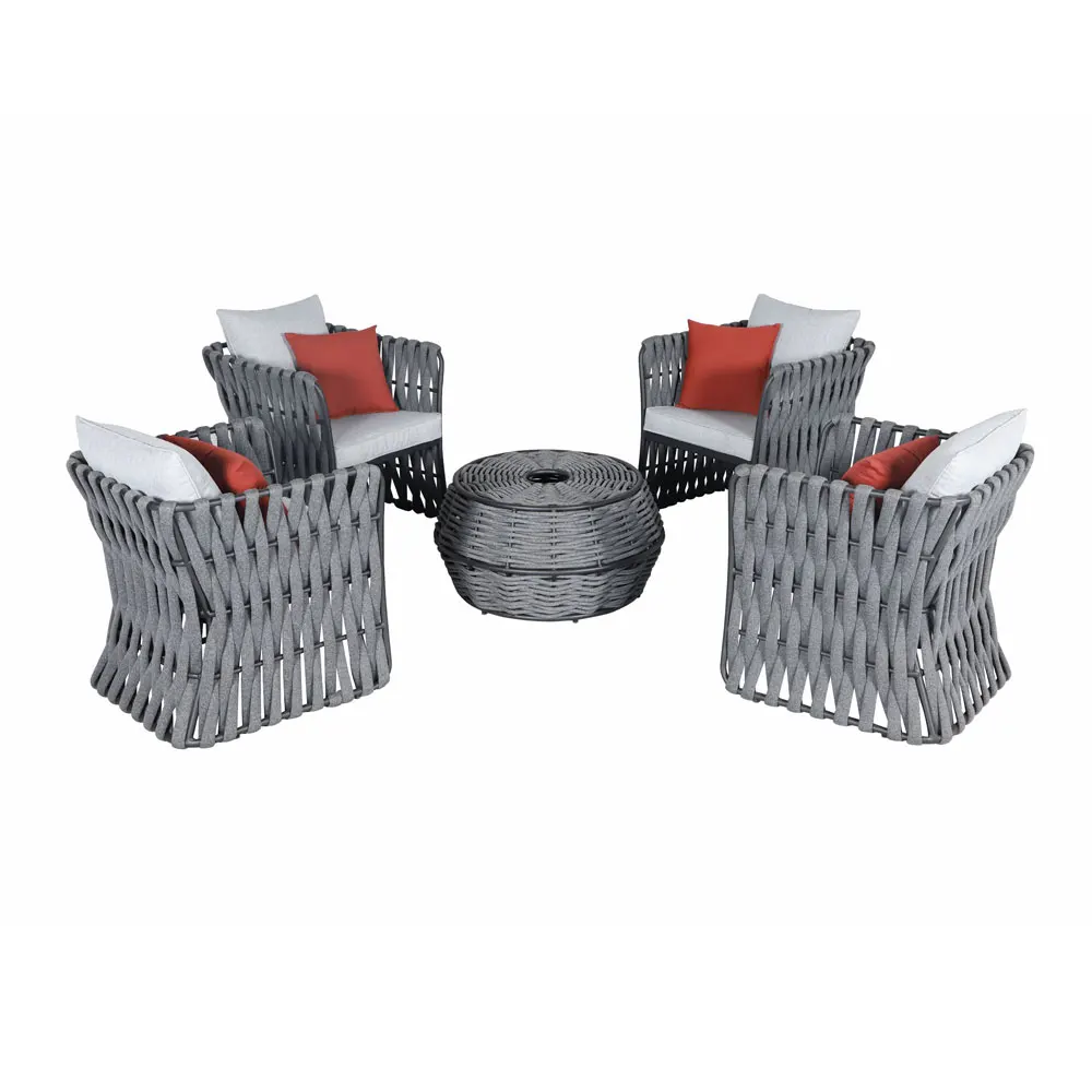 Outdoor Lounge Dining Chair Bistro Weave Rope Patio Conversation Sets