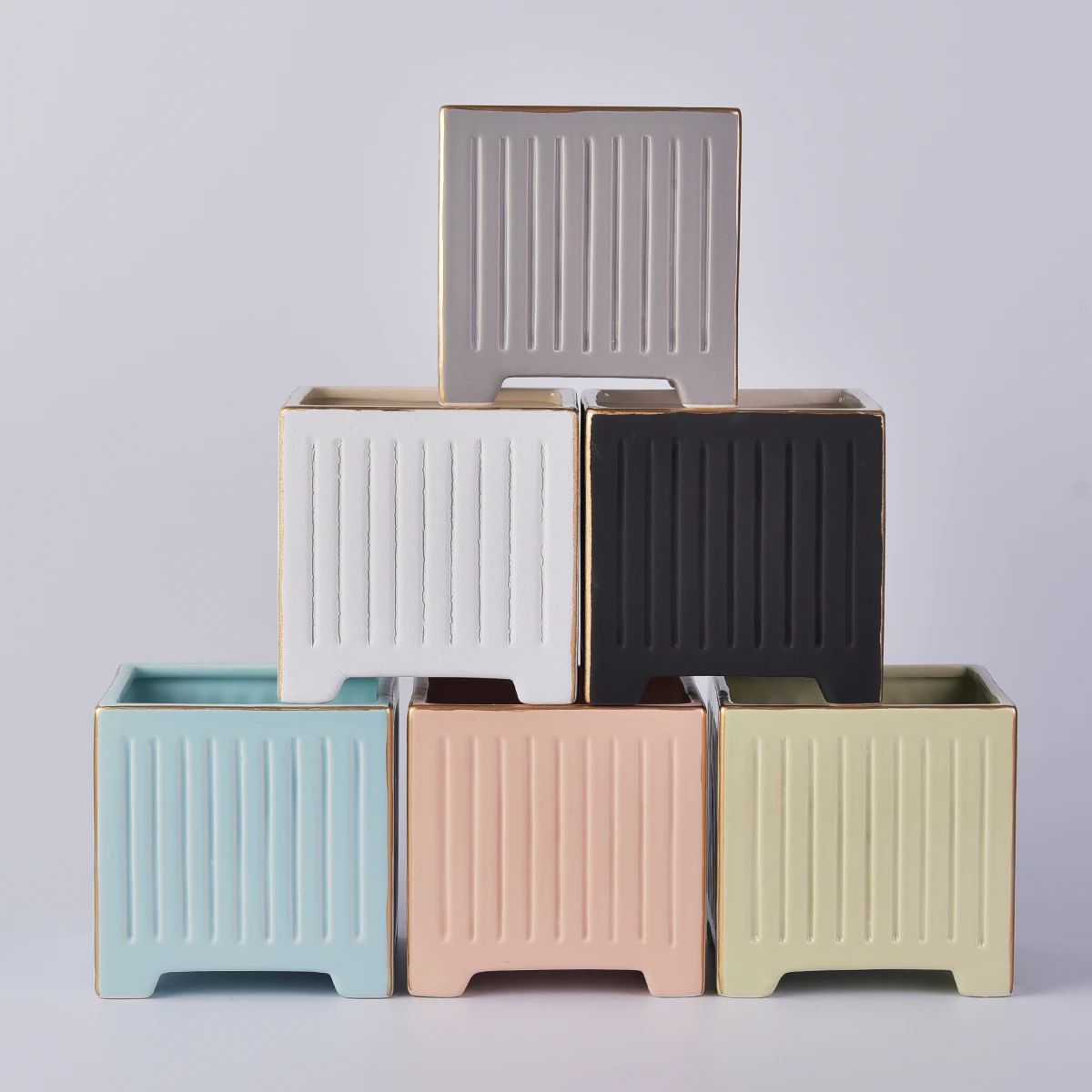 Square Black Ceramic Candle Vessels