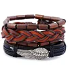 Wholesale Retro Angle Swing Weaving Handmade Adjustable Bead Rope Leather Bracelet