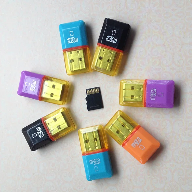 Portable Mini Diamond USB 2.0 Hi-Speed Micro SD SDHC TF Card Reader Random Color - ANKUX.COM