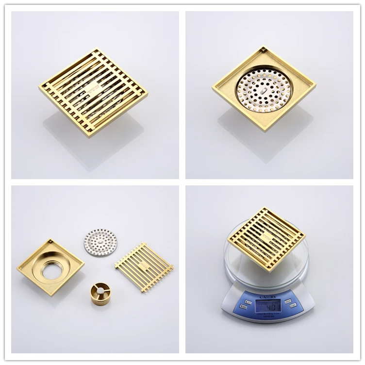 High class and elegant style gold brass floor drain common in bathroom
