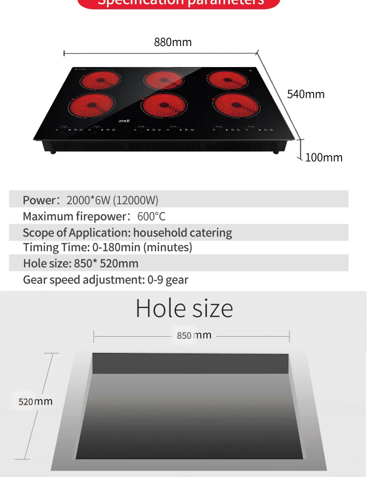 6head Electric Ceramic Stove Commercial Highpower 6eye Burner