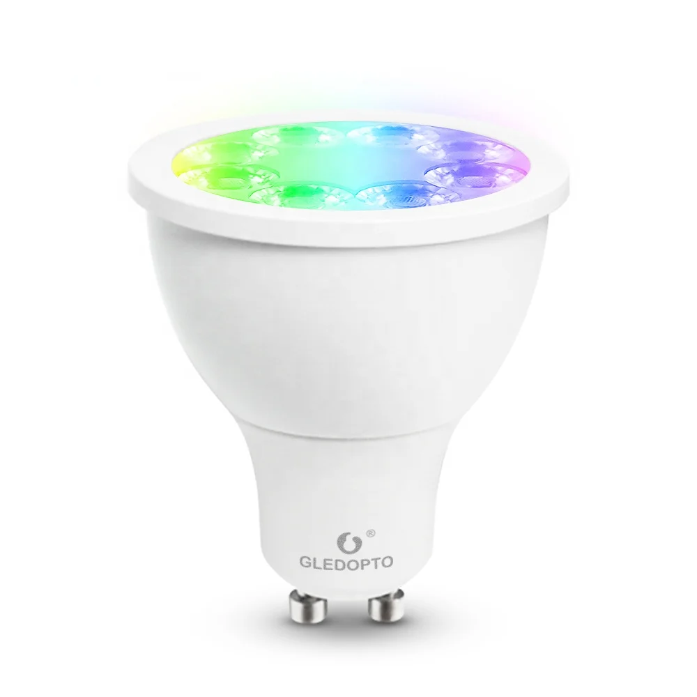 RGB And White Ambiance GU10 Bulb 4W 300LM Ra80 ZigBee App Control GU10 LED Spotlights Gledopto RGBCCT GU10 Bulbs