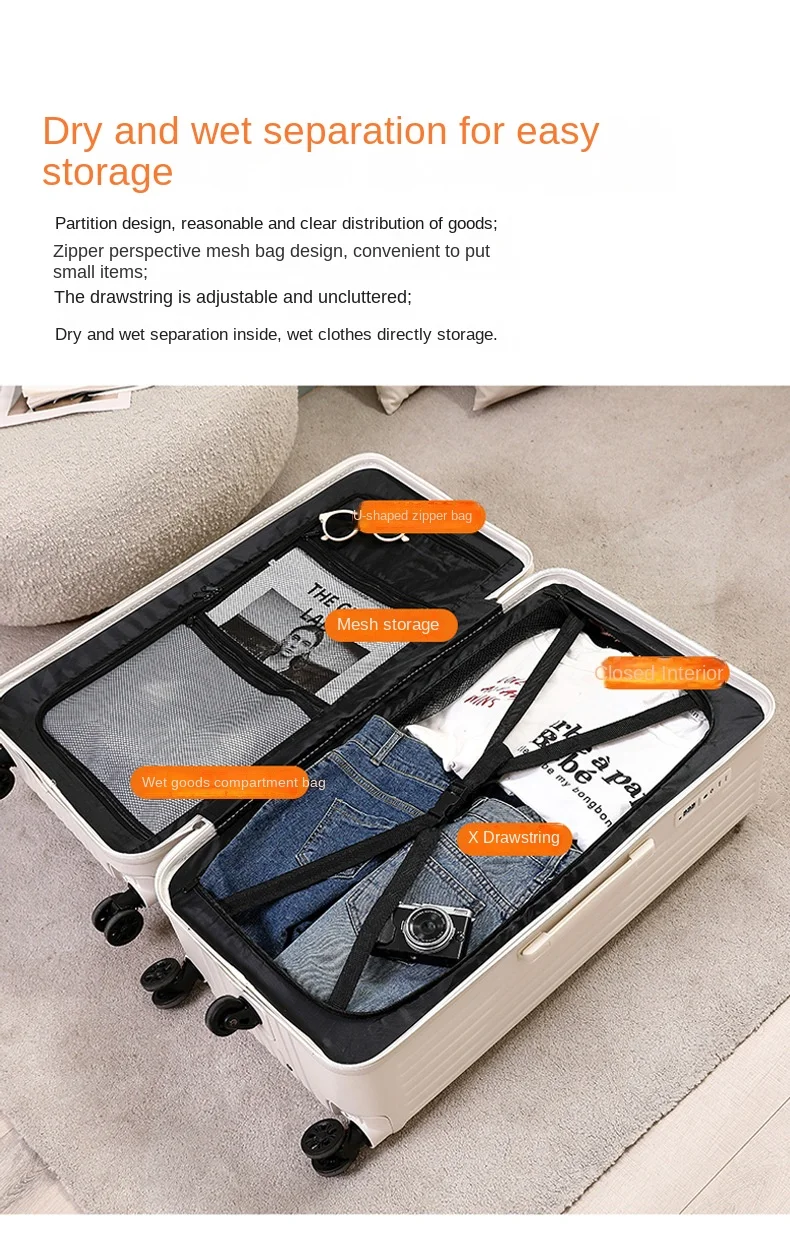 product large capacity 32 inch front open suitcase lightweight durable tsa password lock waterproof zipper luggage with usb travel case-17