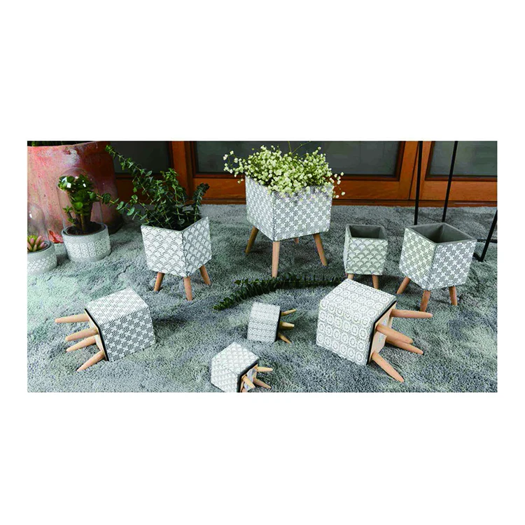 Hot Promotion Rectangular Indoor Decor Cement Planter Flower Pot With