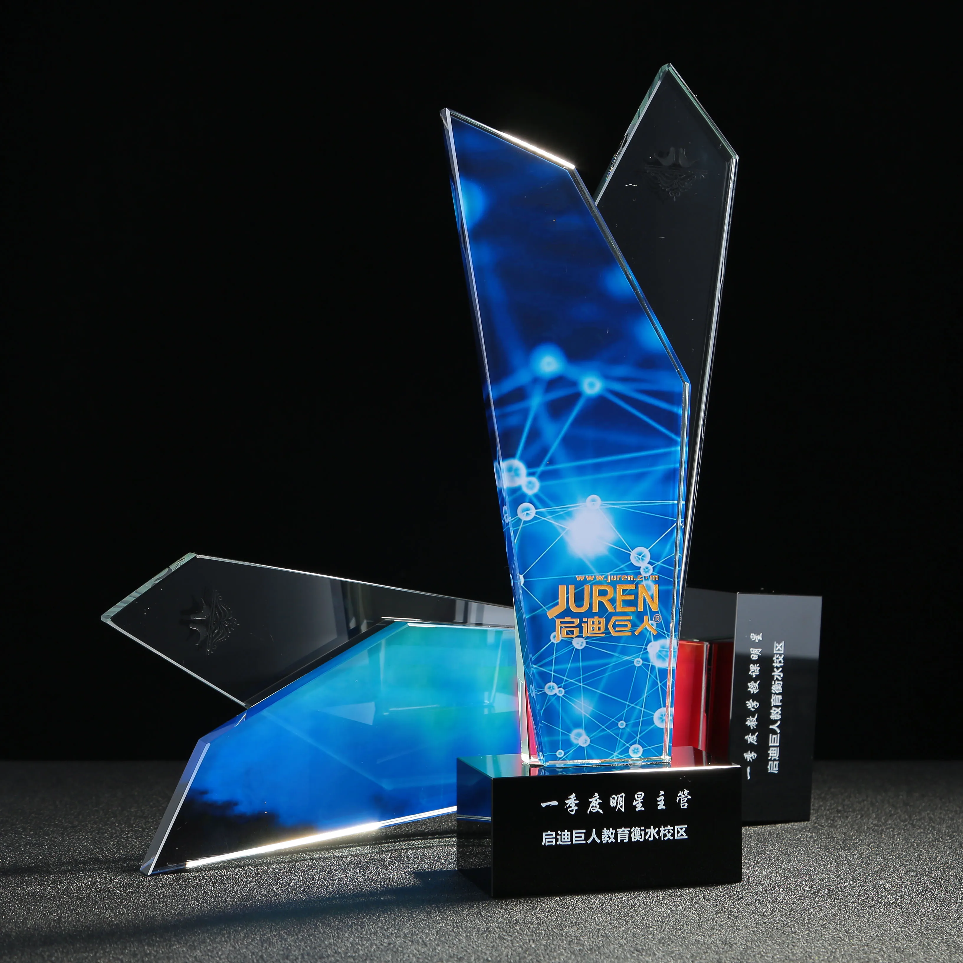 product manufacturer professional custom k9 crystal material high quality color printing crystal award glass trophy-33