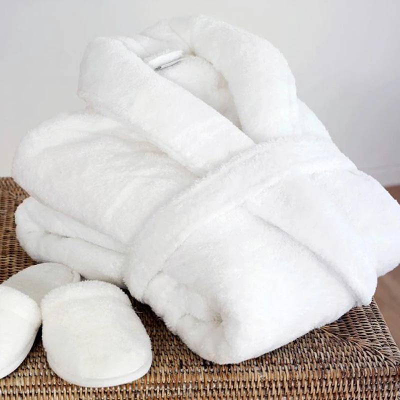 Custom Plain White Terry Toweling Bathrobe 100% Cotton Thermal Bath ...