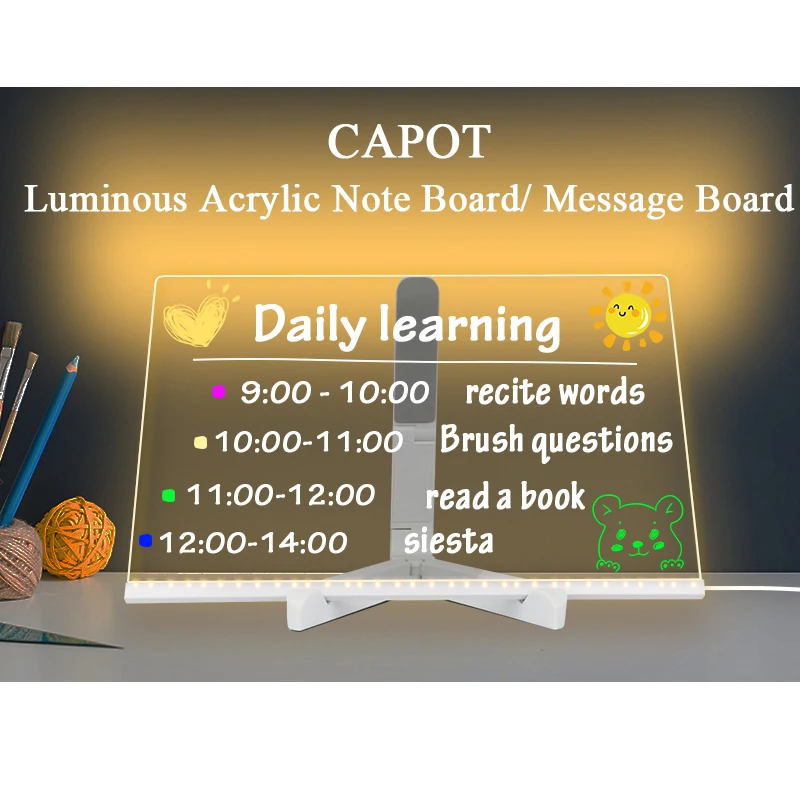 Different Design Sizes Night Light Usb Acrylic Daily Moments Message