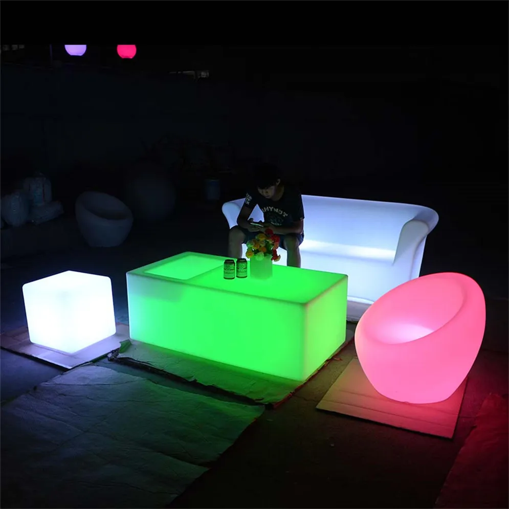 Light Up Bar Table Plastic Led Furniture Set Chair Light For