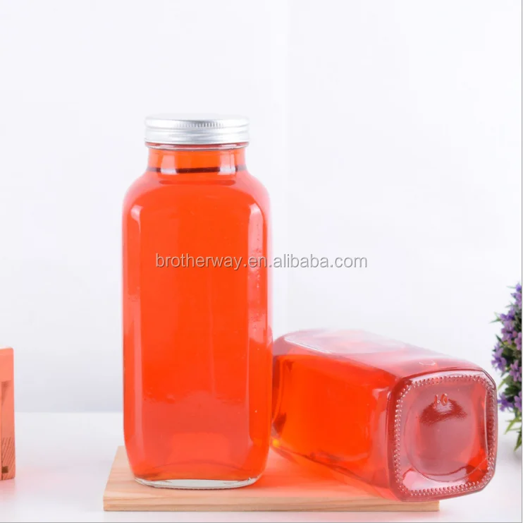 Customized Food Grade 350ml 12oz Beverage Bottle Glass 35cl Square