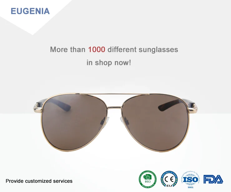 EUGENIA Men 2020 Cool Pilot Metal Hinge And Stainless Frame Custom Sunglasses