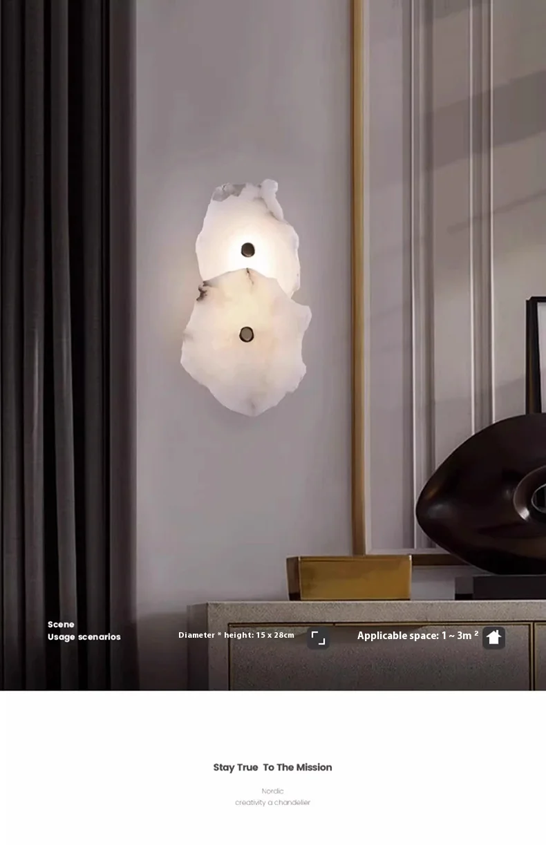 product modern minimalist art designer copper wall lamp living room natural alabaster led light recessed hotel bed side-4