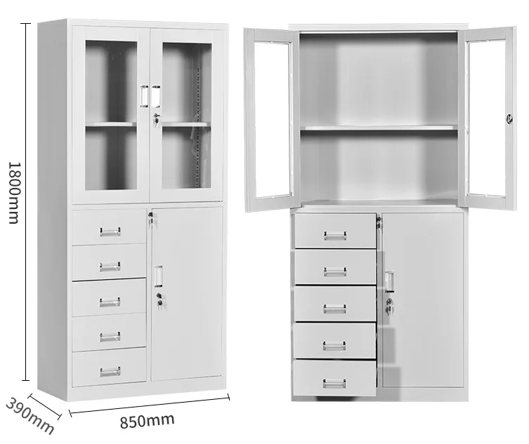 Staff Steel Office Metal Storage Cupboard Glass Sliding