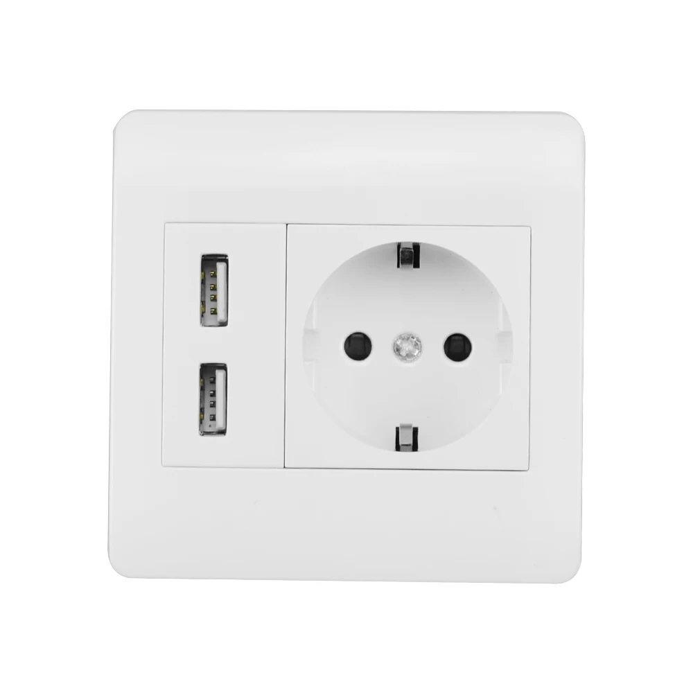 Wall Socket 16A EU Standard Electrical Outlet With 5V 2.1A Dual USB Charger Port