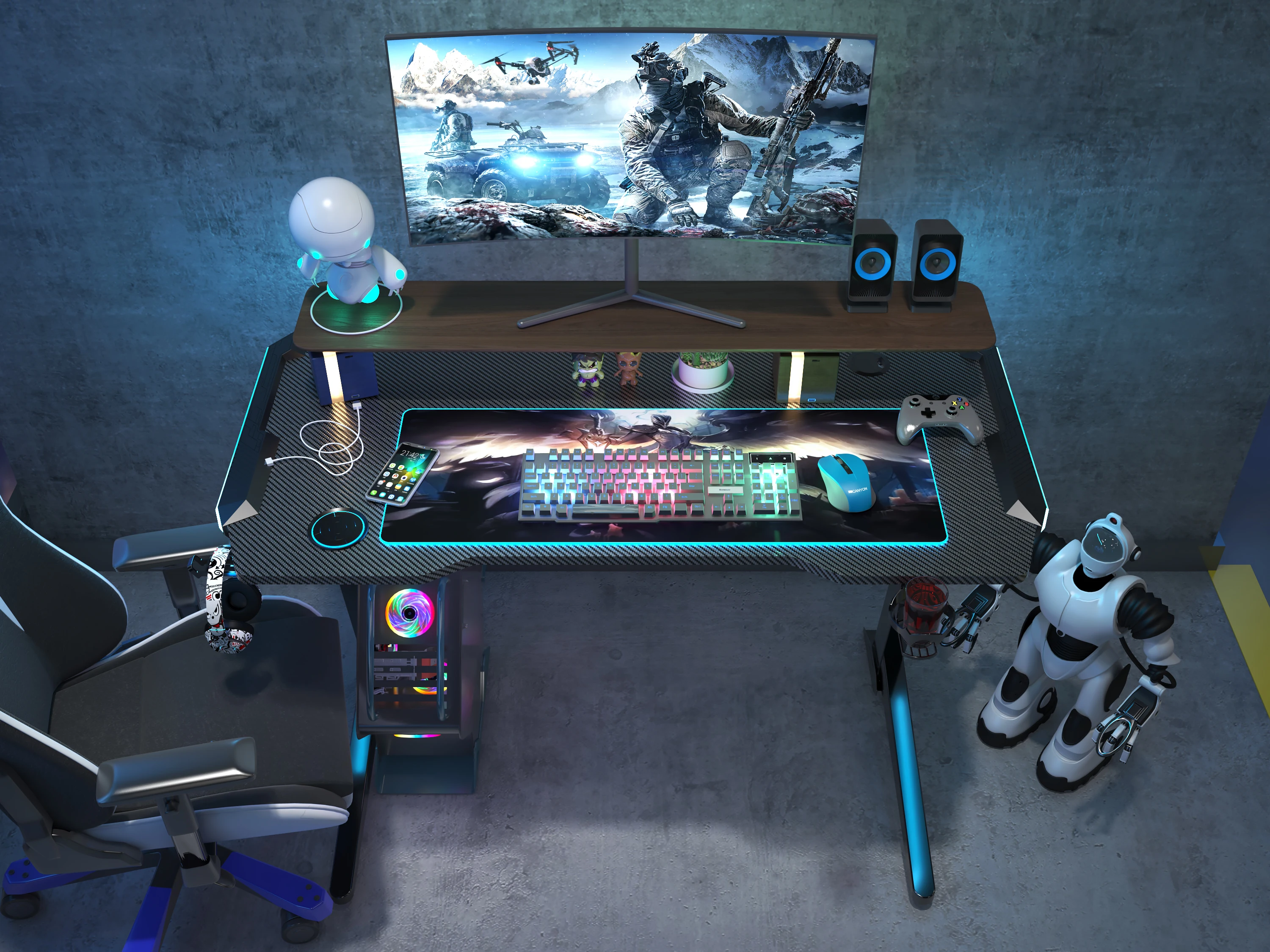 Modern One-motor Electric Height Adjustable Gaming Computer Desk With ...