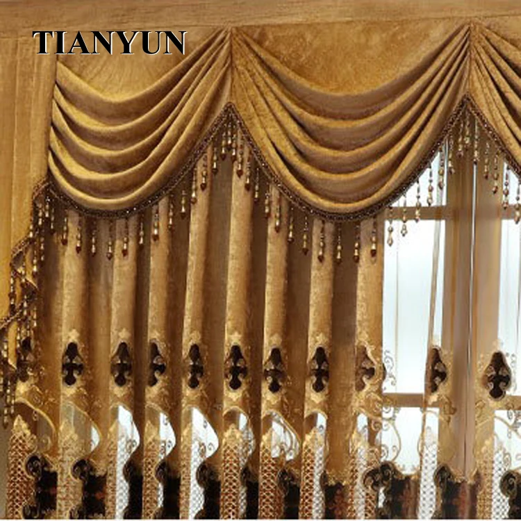 European Elegant Curtains Fabric Cutains Designs Luxury Bedroom ...