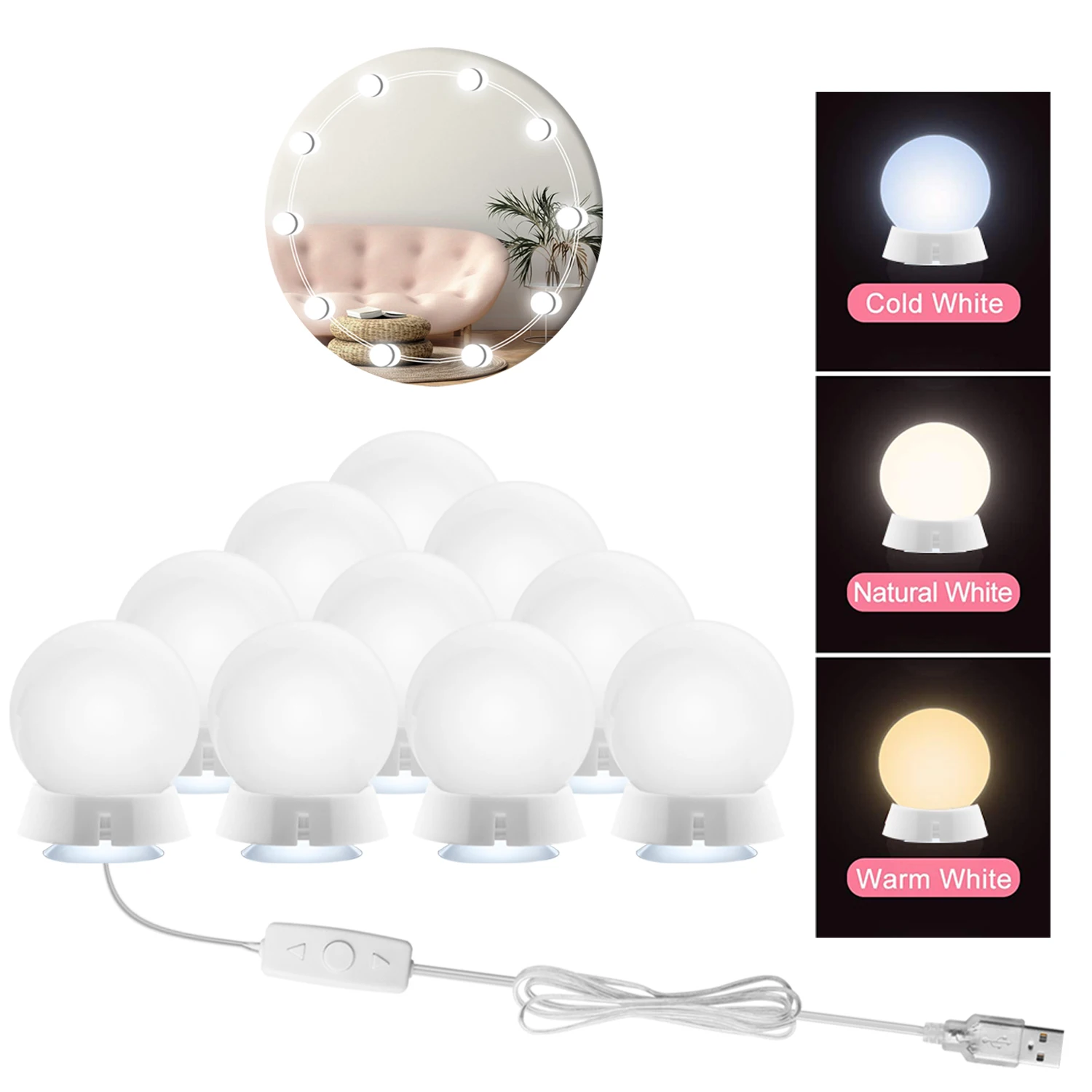 Hollywood Style Led Makeup Vanity Makeup Mirror Lights LED mirror lamp With Touch Dimmer