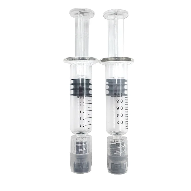
Factory cheap disposable E-cigarett CBD syringe 1.0ml empty glass syringe luer lock 