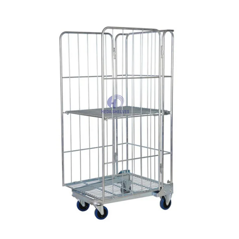 Warehouse Folding Steel Storage Cage - Heavy Duty & Anti Corrosion - Rolling Steel Storage Containers