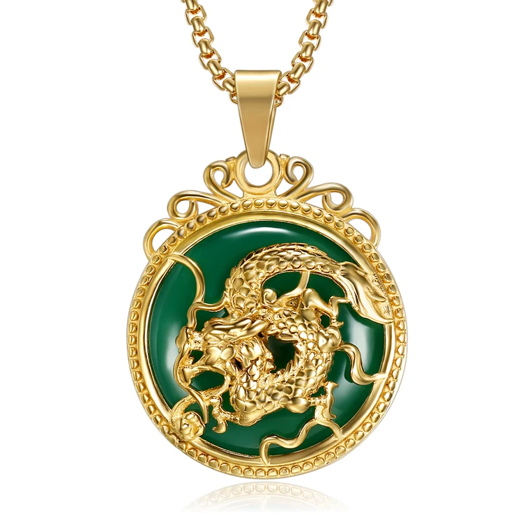 MCSAYS Chinese AAA Tibet Gold Green Jade Dragon Malay Jade Pendant Necklace & Pendants Pendent Gift 
