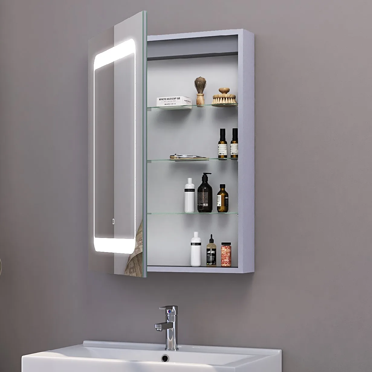 Illuminated Led Lighted Bathroom Cabinet Mirror Magnifying mirror  LED Light Medicine Cabinet mirror