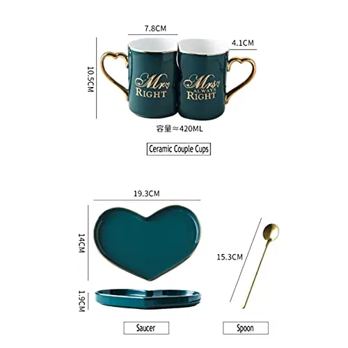 Ceramic Couple Coffee Mugs Sets and Heart Love Shaped Saucer Couples Gifts Other Drinkware for Wedding manufacture