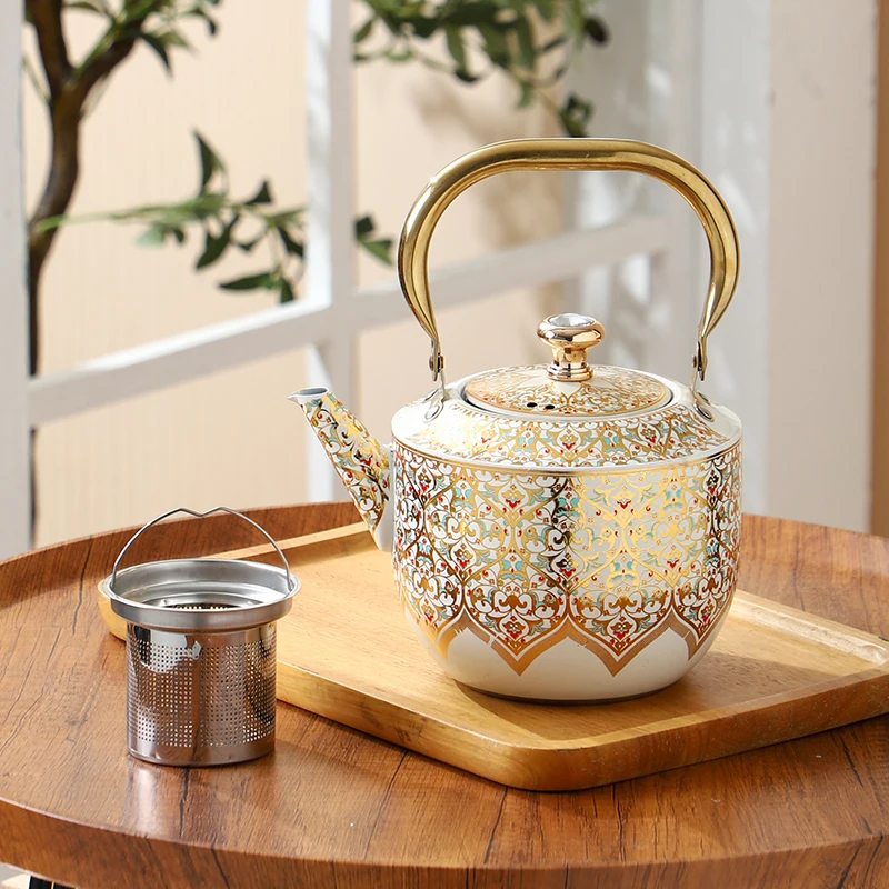 Series 21 Tea Kettle — White Gold Vine Pattern