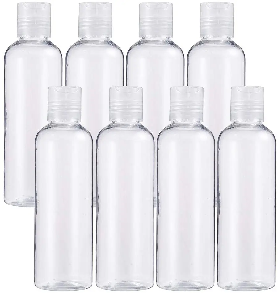 2 oz Clear PET Plastic Refillable Bottles with Black Disc Top Caps