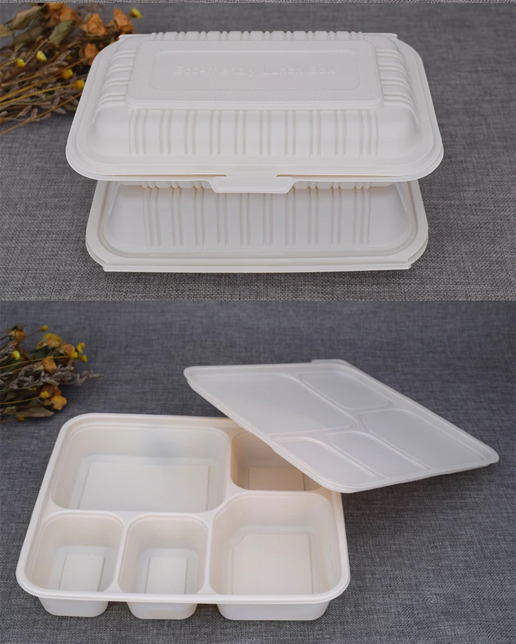 Disposable Cornstarch Food Container With Lid And 2 Compartments