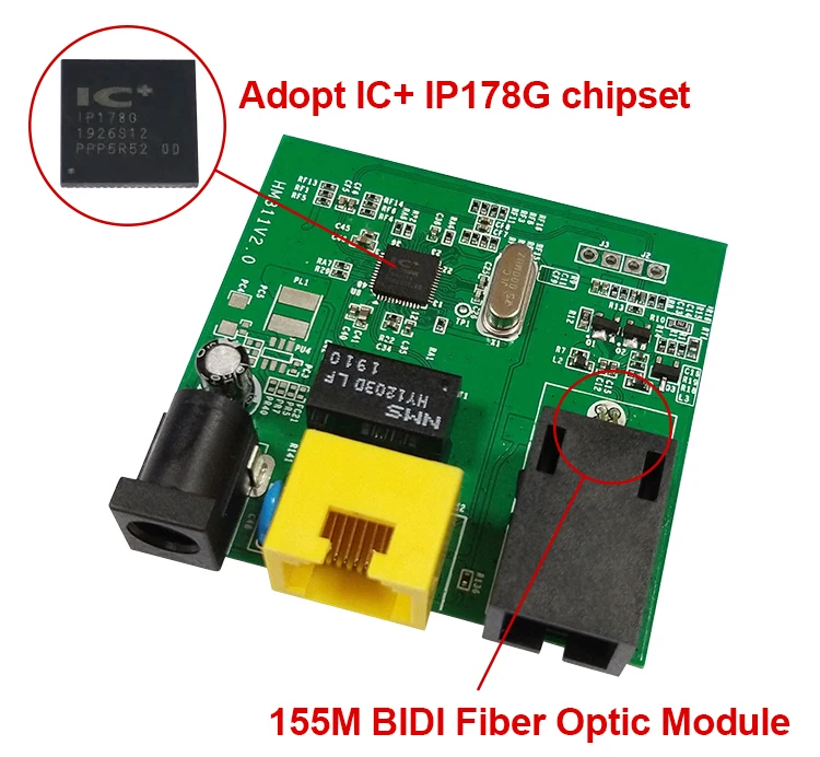 Μετατροπέας πολυμέσων Ethernet 10/100M Μονής ίνας BIDI Optic Mini Media Converter