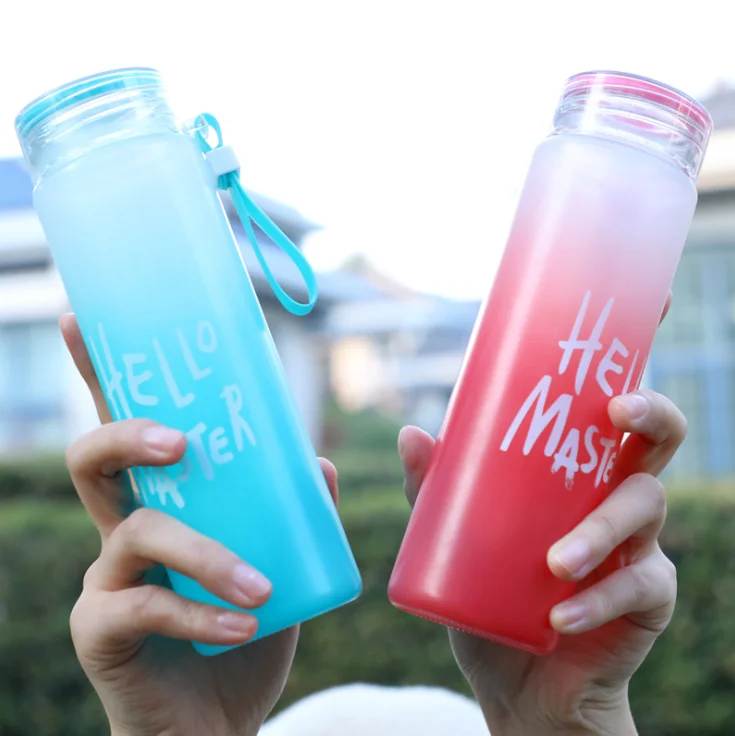 420ml Cylinder Frosted Portable Wide Mouth Colorful Reusable Glass ...