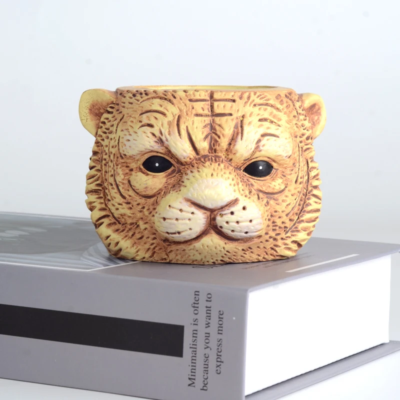 Tiger cement flower pot