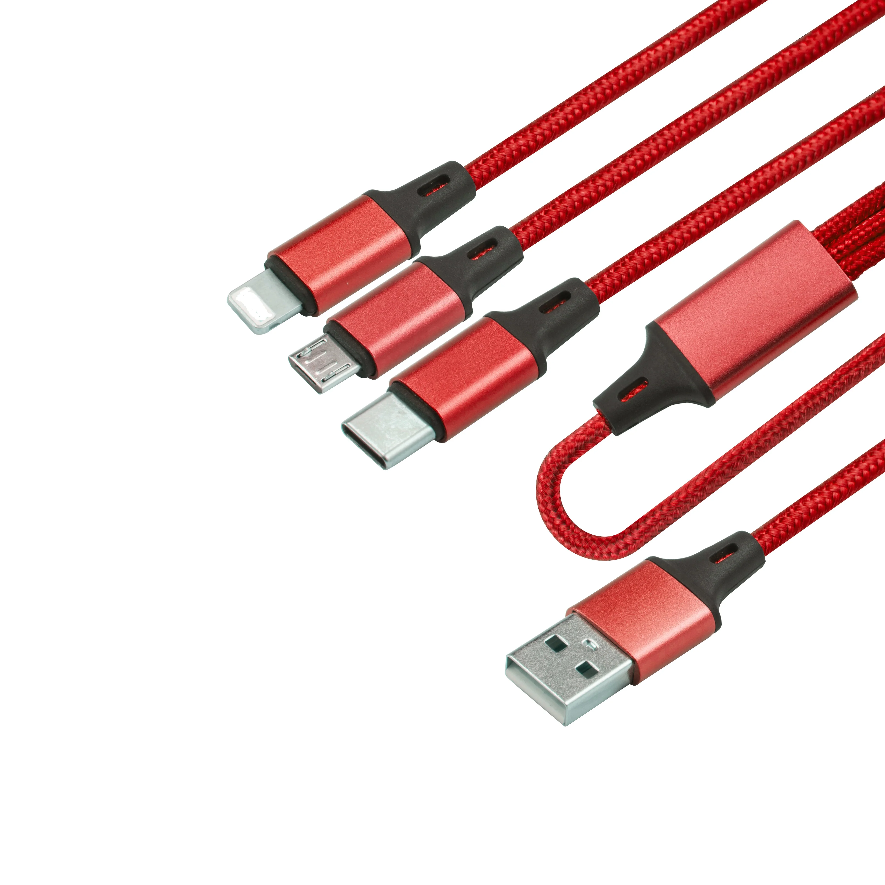 
3 in 1 cable quick charger 3a phone charger cable fast multi usb charging cable 