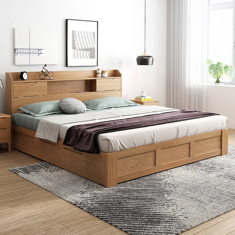 product-King Queen Tatami Storage Beds Multifunction Solid Wood Bed Bedroom Furniture Set Designs-Bo