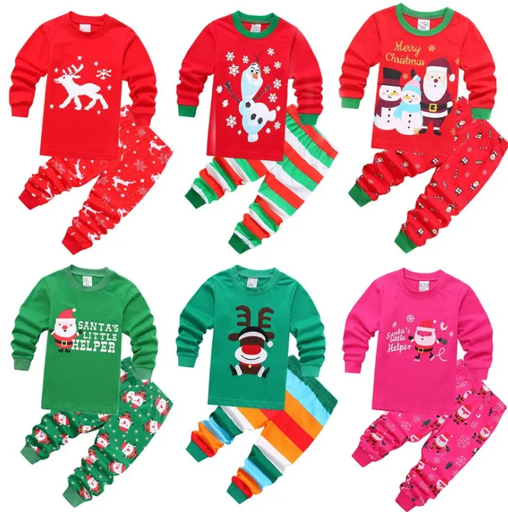 Wholesale Long Sleeve Kids Sleepwear Children Christmas Pajamas Fashion