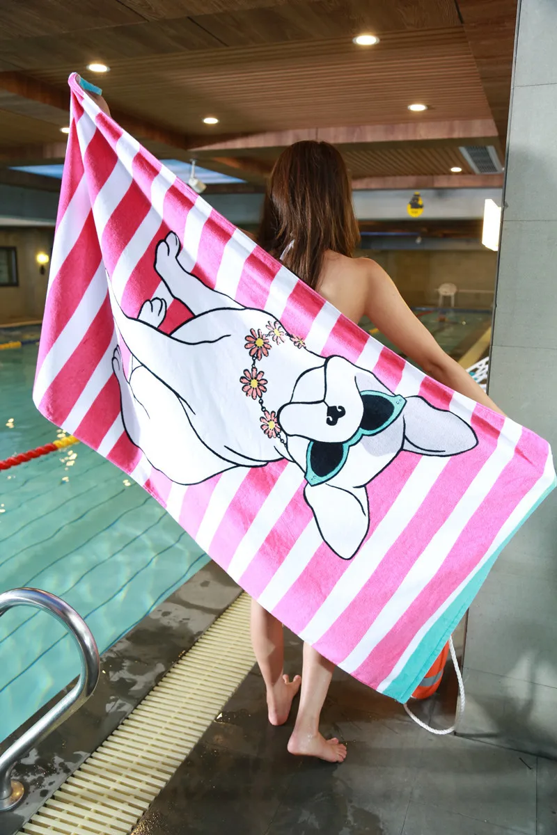 Beach Towels Fashion Cartoon Custom Print Soft Absorbent Pool Travel