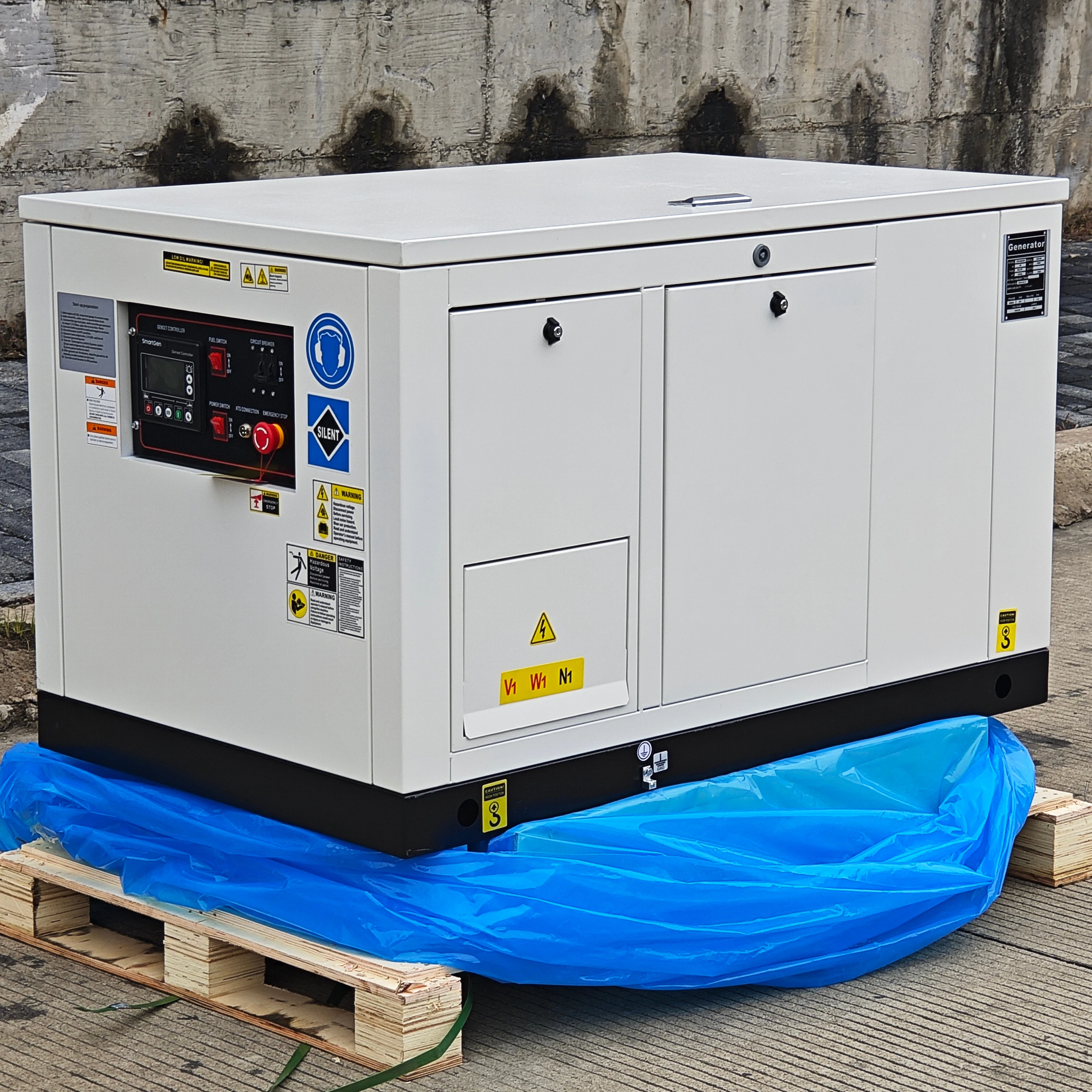 18kW portable generator with weatherproof enclosure and digital control panel