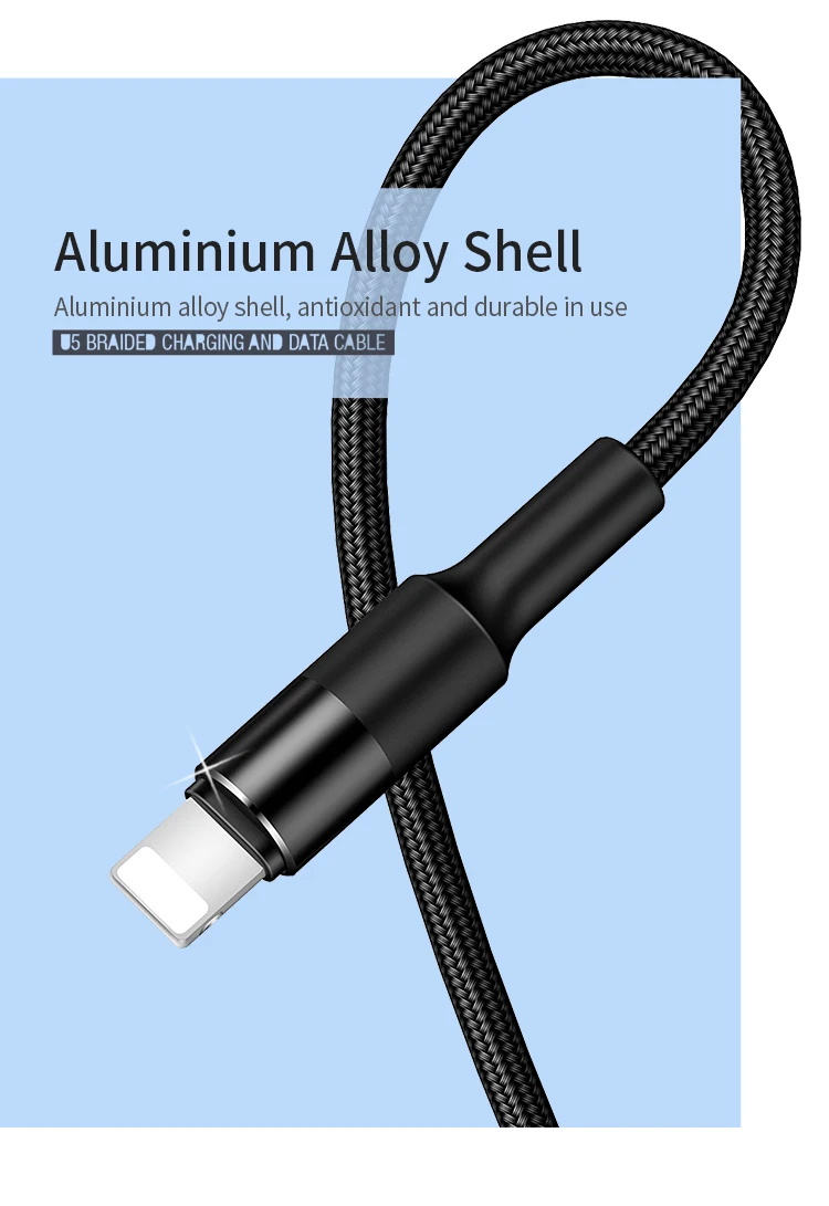 USAMS Aluminum alloy Braided Data Lighting USB Cable Set for iPhone