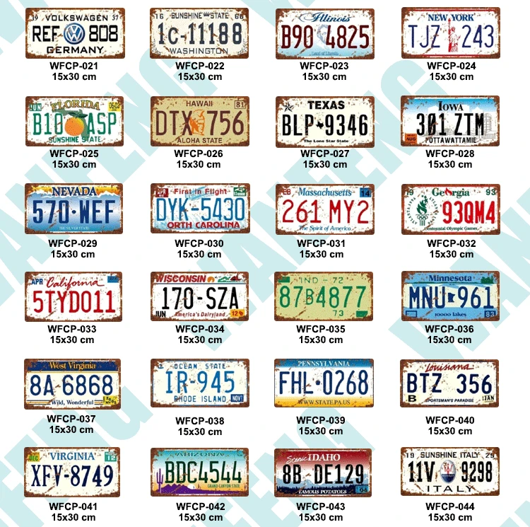 Wholesale 15x30cm Vintage Car License Plate Accept Custom Buy License