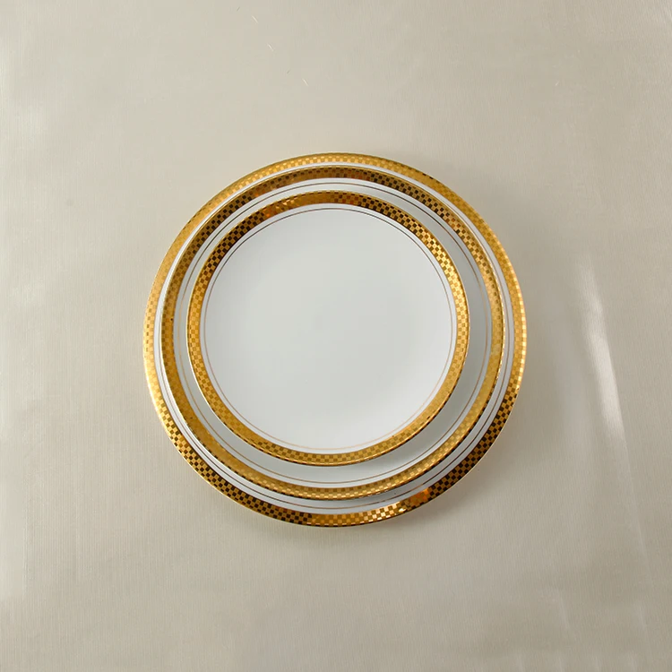 Hot Sale Ceramic Dinning Sets Plate Wedding Porcelain Plates Gold Set