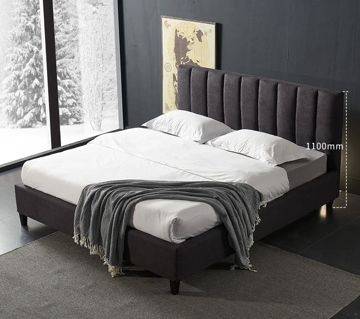 Modern Style King Size Bed Double Soft Fabric Bed