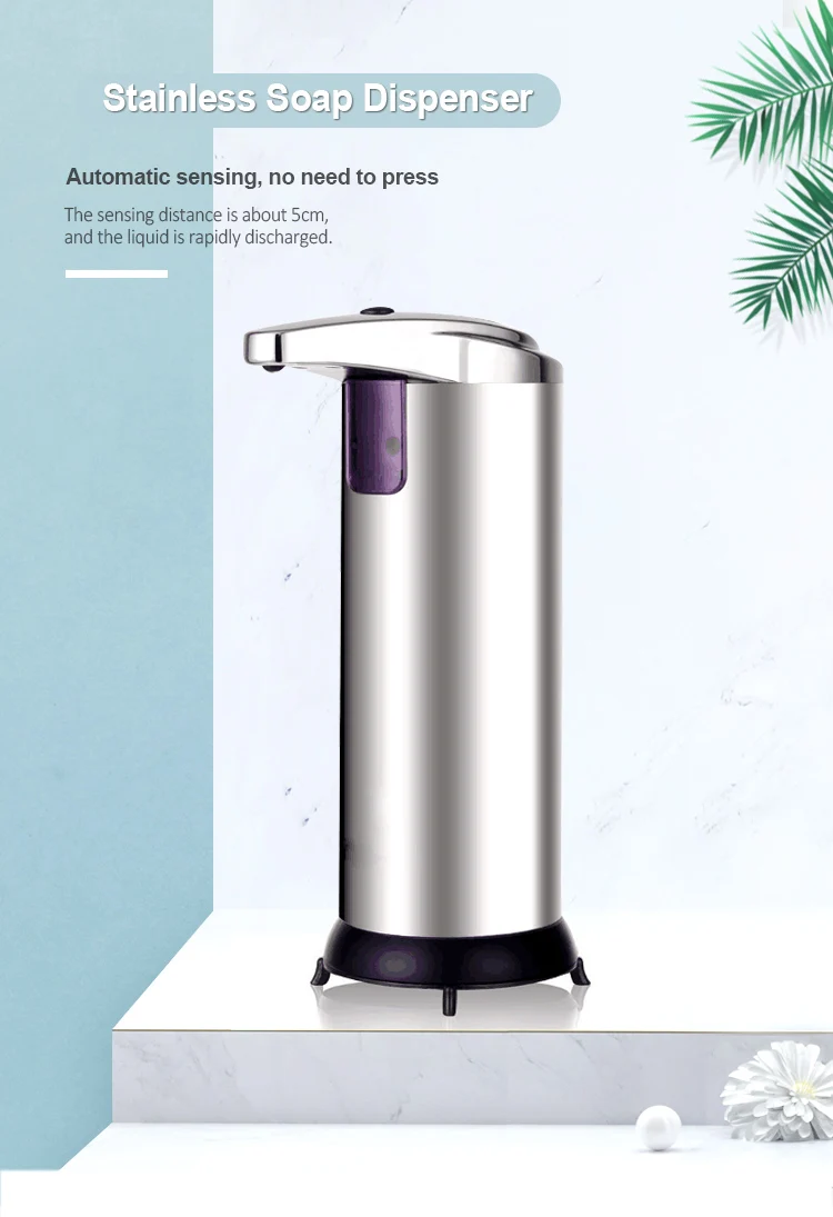 China Manufacture Portable Silver Tabletop Commercial 280ML Metal Stainless Steel Automatic Touchless Sensor Soap Dispenser