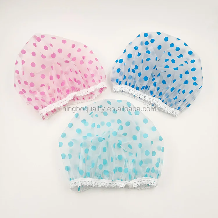 Waterproof Eva Plastic Shower Cap Elastic Reusable Bathing Hair Cap