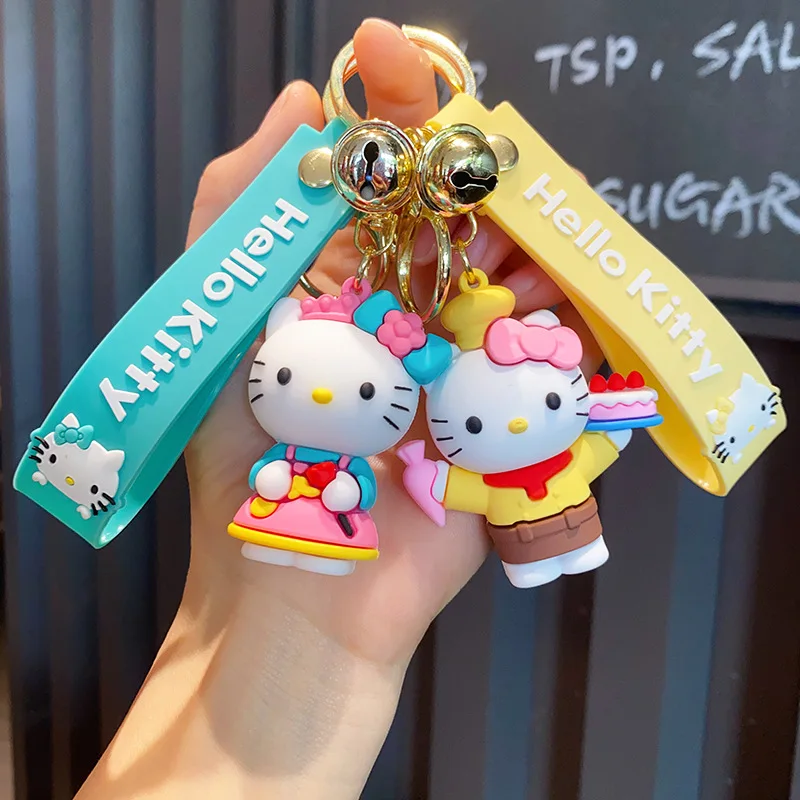 Cartoon Cute Keychain Creative Dessert Kt Hello Kitty Car Pendant