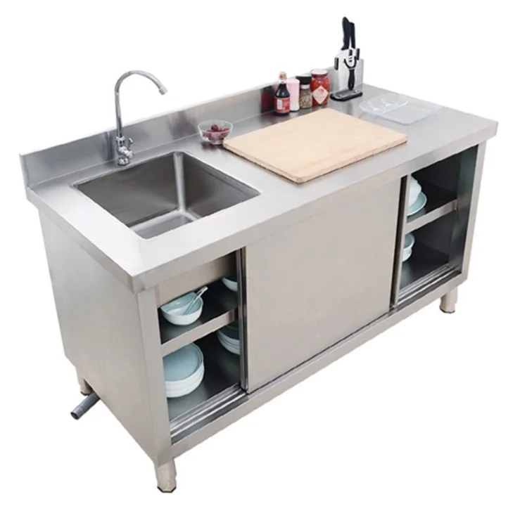 Double Door Stainless Steel Table With Sink Buy Stainless